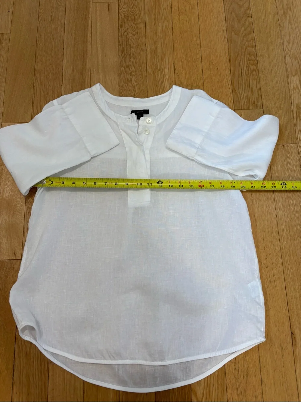 J.Crew White 100% Linen Button-Front Tunic Blouse Shirt Coastal Granddaughter S